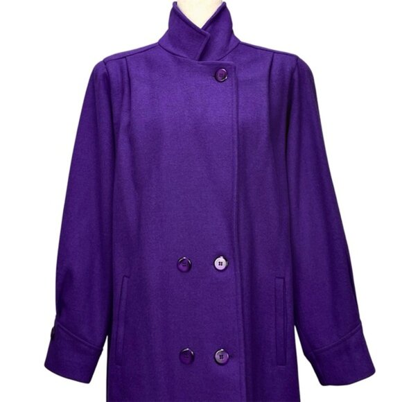 Miss New Yorker Vintage 80s Wool Blend Purple Longline Overcoat Size XL - Picture 7 of 14